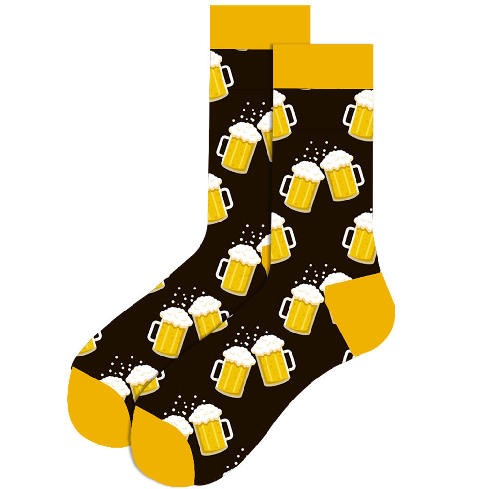 Beer Corn Men's Socks Watermelon Hot Dog Sushi Tide Socks Hot Dog Tube Socks