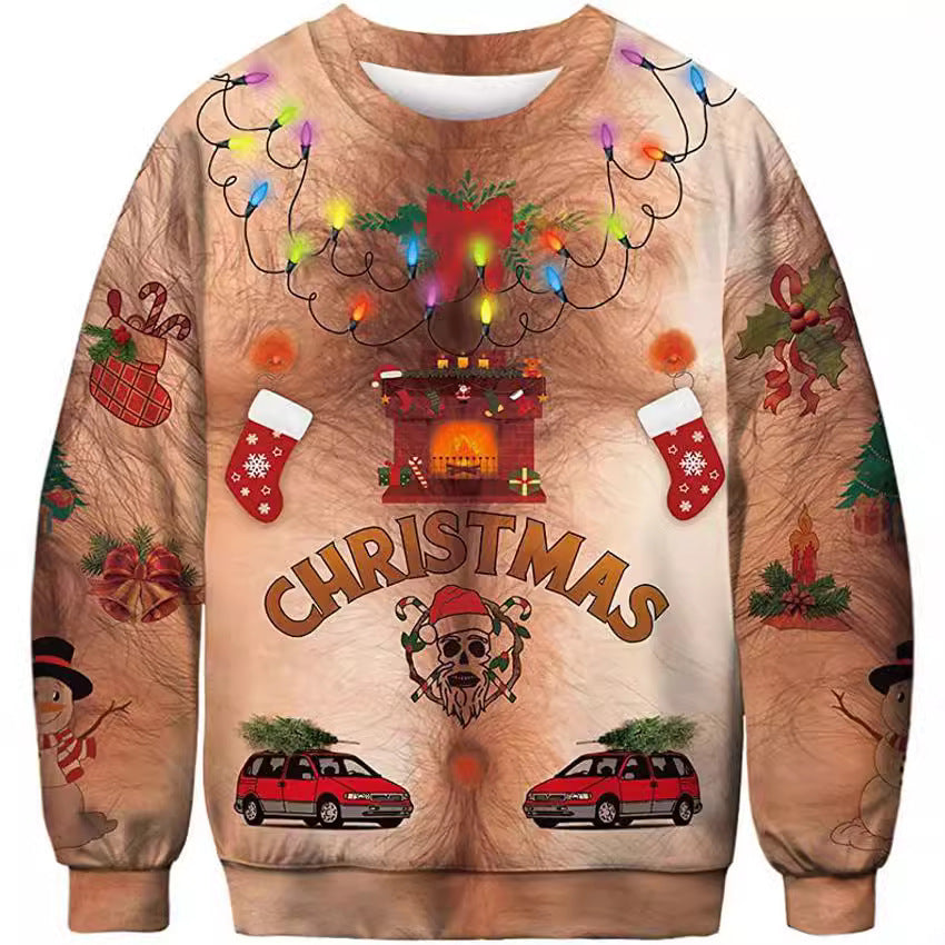 Halloween Digital Printed Round Neck Sweater For Men And Women