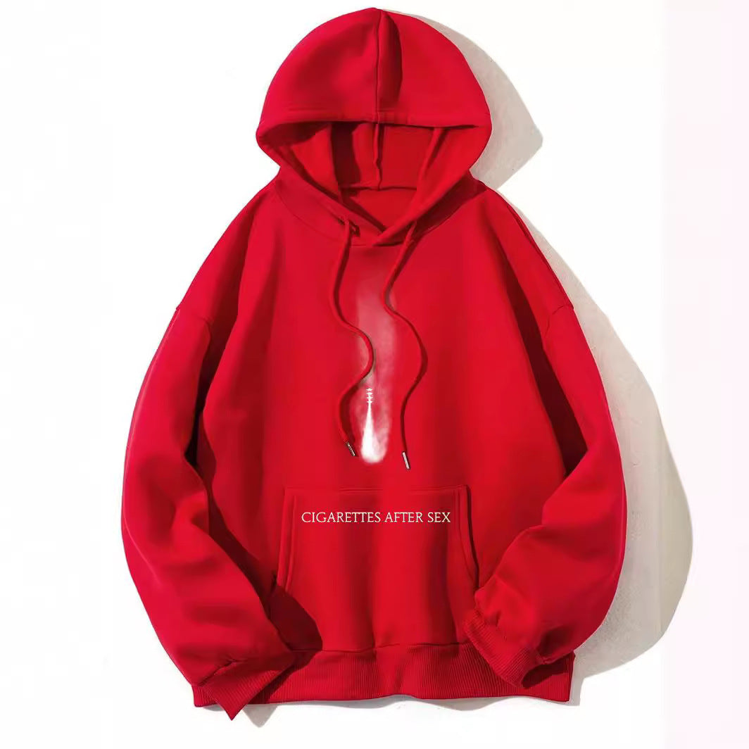 Women's Fleece-lined Letter Print Kangaroo Pocket Drawstring Printed Hoodie