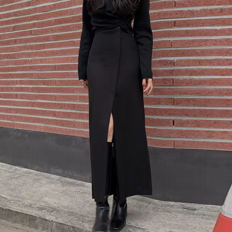 Slimming Irregular Slit Versatile Below The Knee Long Skirt