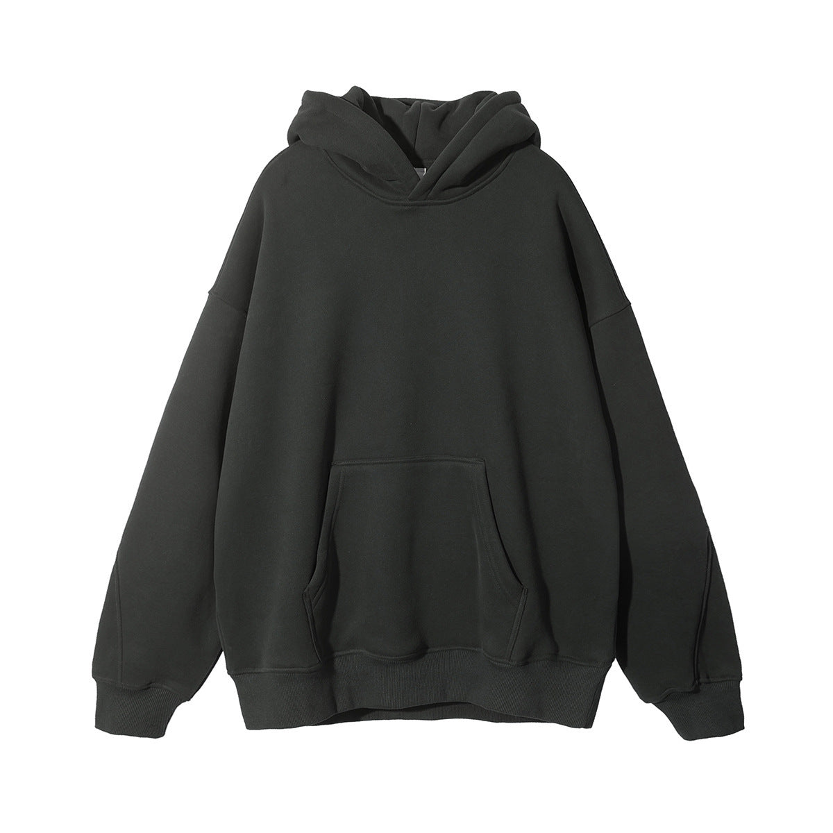 Fleece Hooded Trendy Sweatshirt Retro Solid Color