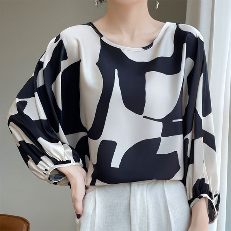 Loose Slimming High-end Shirt Printed Korean Style Outerwear