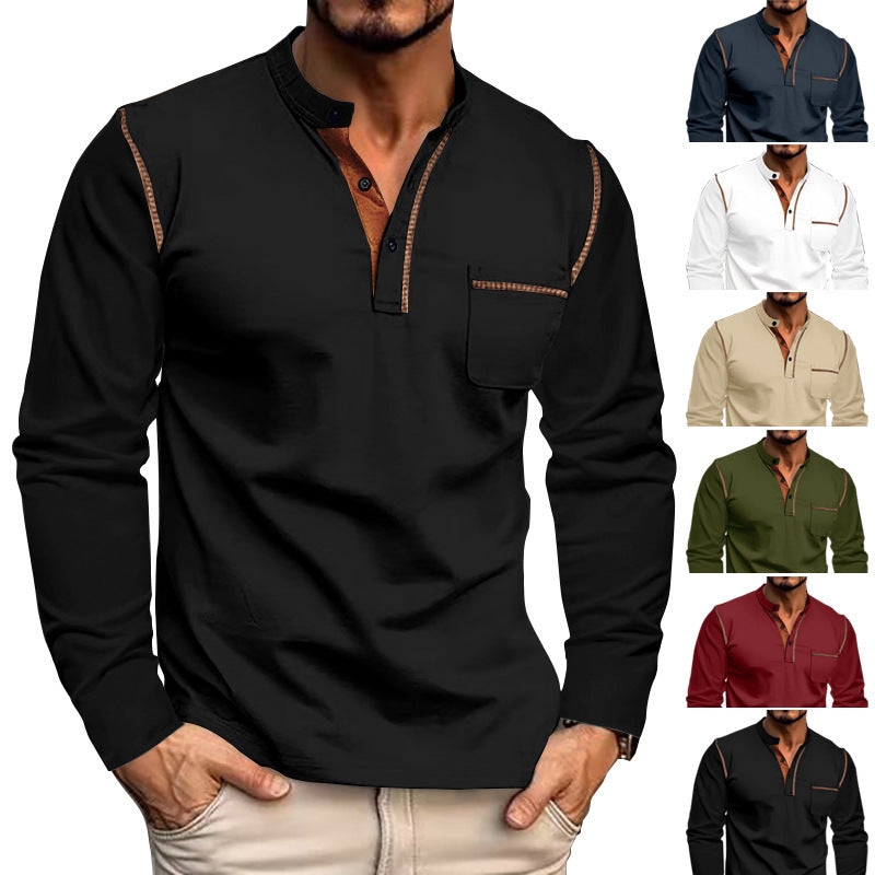 European And American Style Men's Clothing Stand Collar Long Sleeve