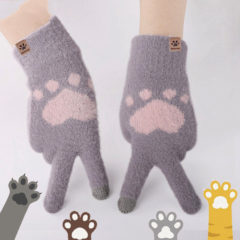 Women's Fashion Warmth Anti-cold Padded Cat Paw Gloves