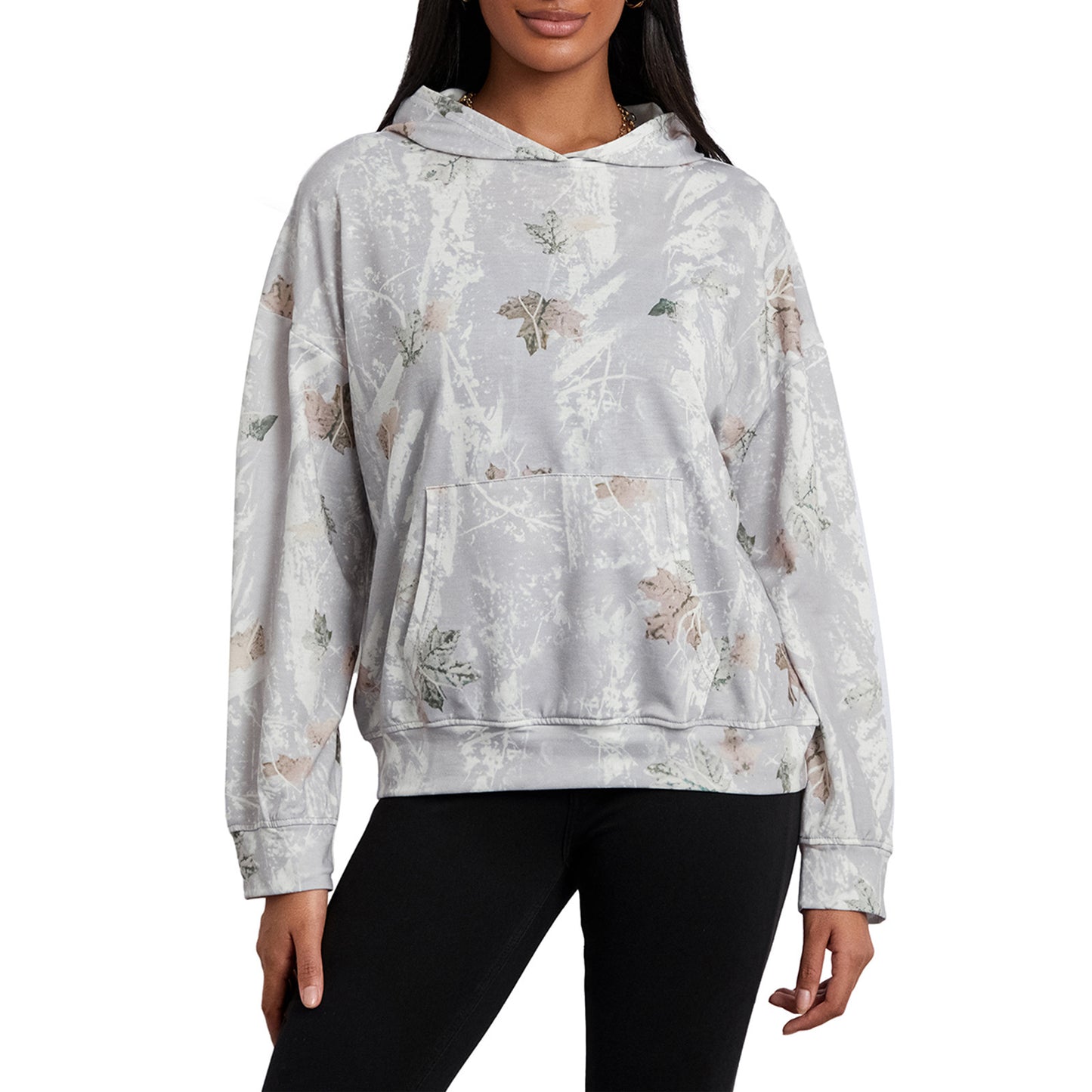 Women's Loose Camouflage Hoodie Maple Leaf Sweater