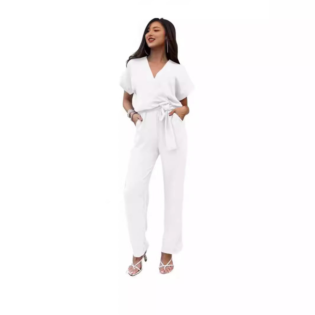 Women's V-neck Pocket Jumpsuit