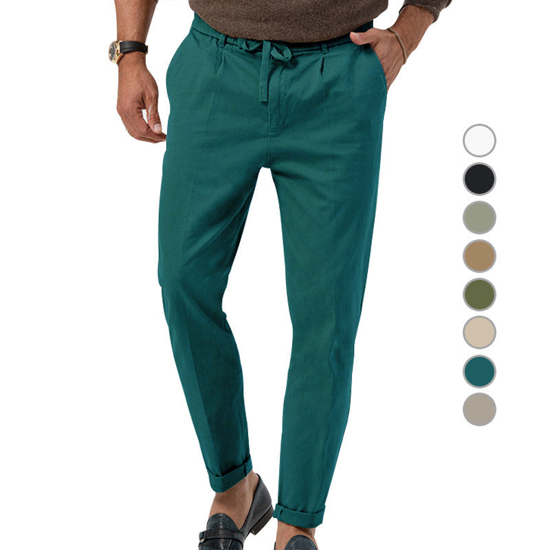 Plus Size Casual Pants Men's Business Straight Solid Color Suit Pants