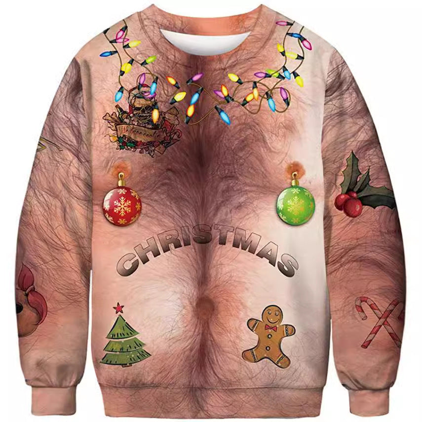 Halloween Digital Printed Round Neck Sweater For Men And Women