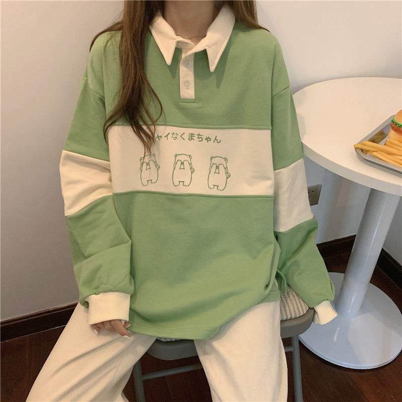 Women's Sweater Design Sense Stitching Printing Korean Loose Mid-length Coat