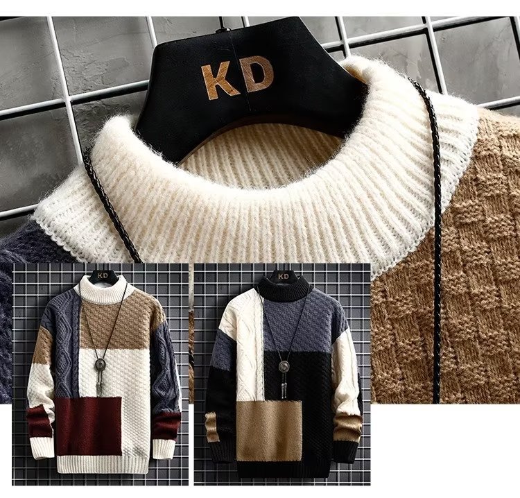 Men's Autumn And Winter Thickened Stitching Korean Style Trendy Sweater