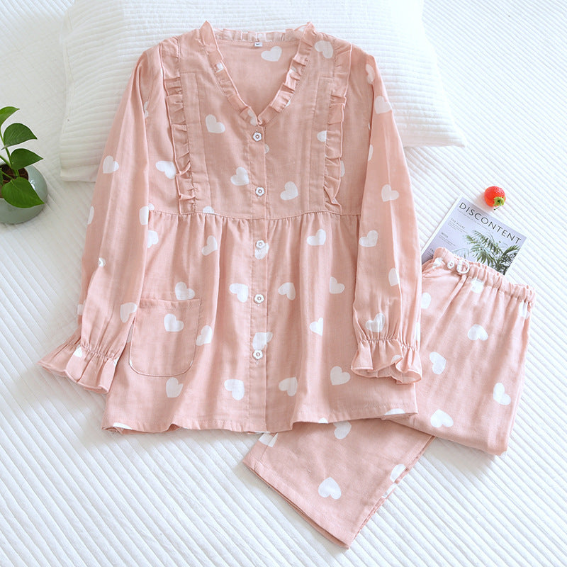 Pure Cotton Gauze Confinement Clothing Thin Kimono Pajamas