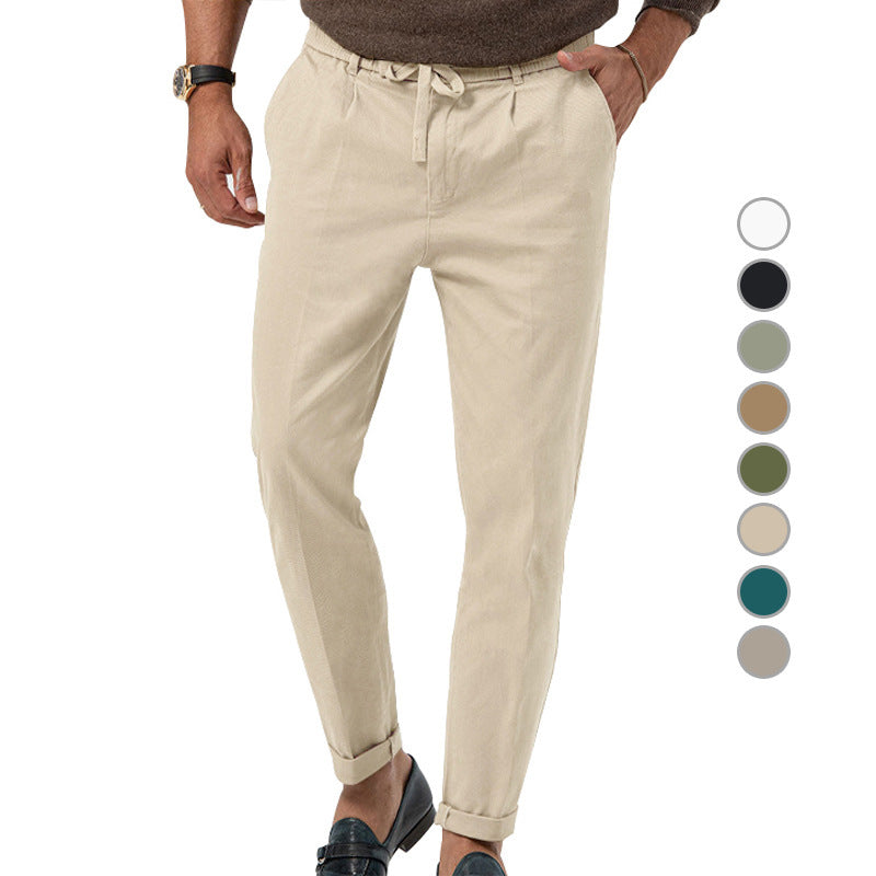 Plus Size Casual Pants Men's Business Straight Solid Color Suit Pants