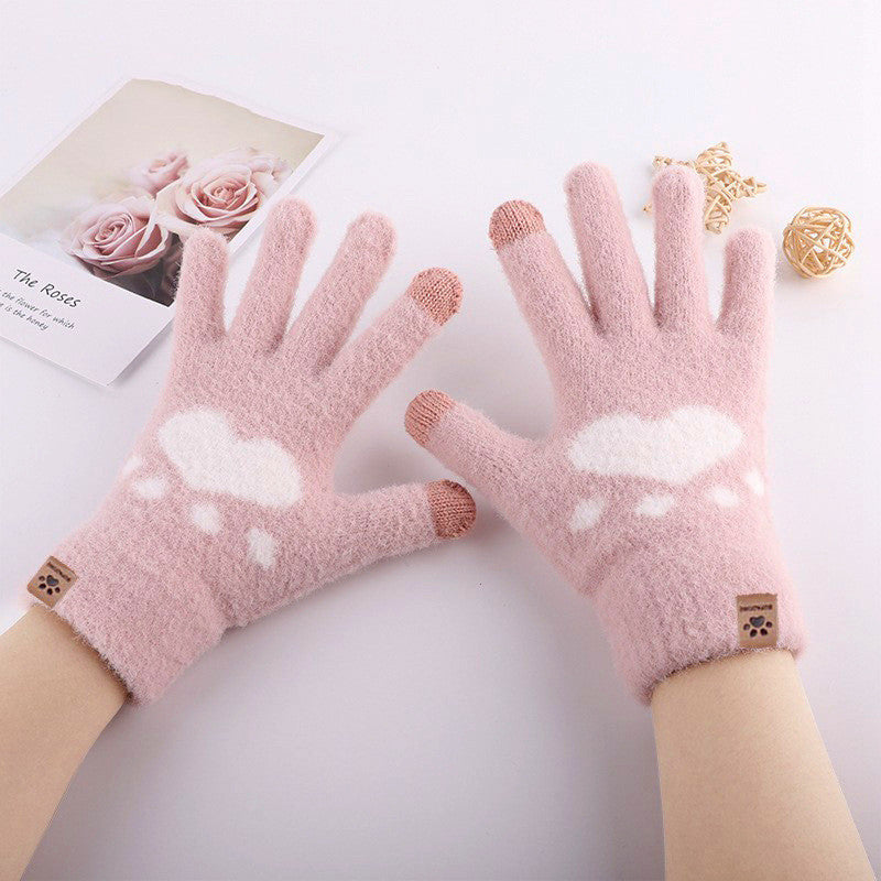 Women's Fashion Warmth Anti-cold Padded Cat Paw Gloves