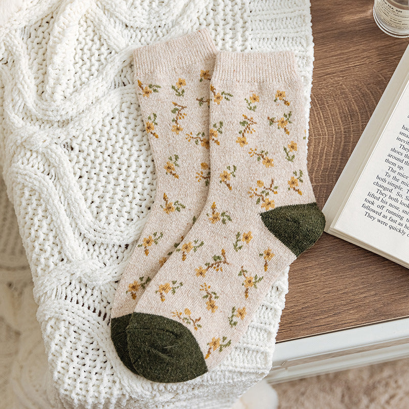 Thickened Warm Long-tube Floral Socks