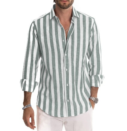 Striped Long-sleeved Casual Men's Shirt