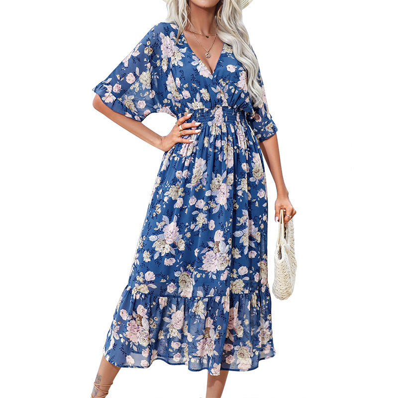 Women's Floral Maxi Dress Bohemian Style