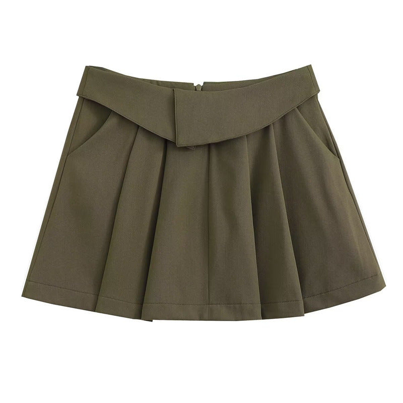 European And American Style College Style High Waist Pleated Skirt