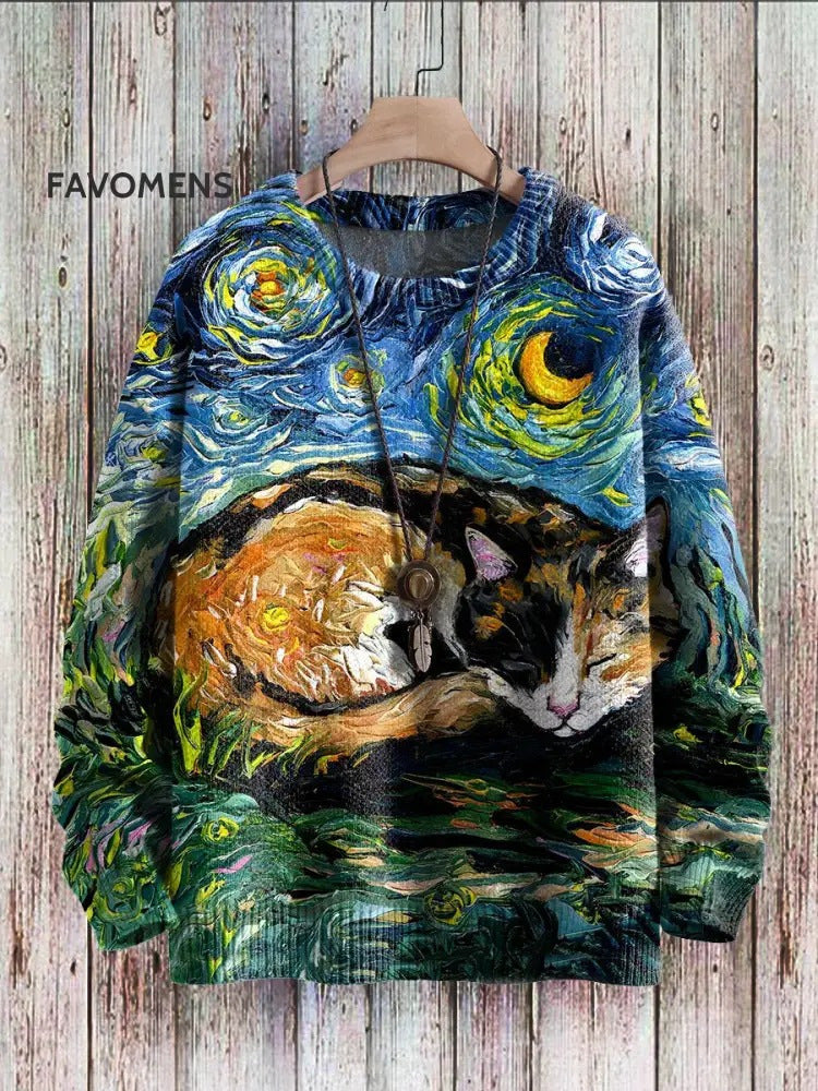 Halloween Digital Printed Round Neck Sweater For Men And Women